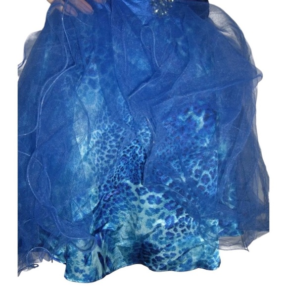 Deb Dress Vintage y2k Blue Leopard Print Tulle Sequin Gem Trashy Club Mini Tutu - Picture 13 of 16